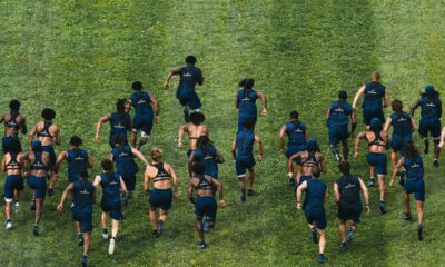 WVU Football Players on Law School Hill