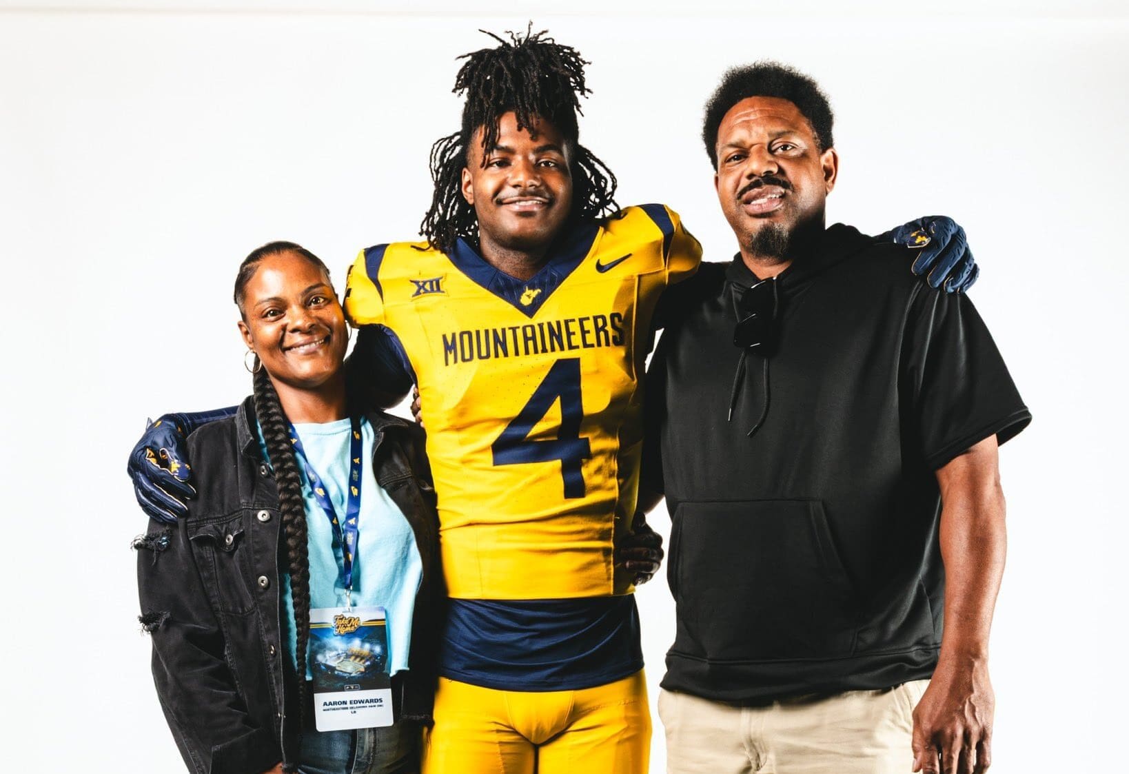 WVU Football safety Aaron Edwards and family