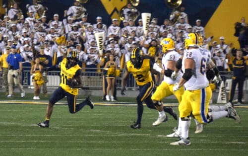 WVU Football Beanie Bishop and Aubrey Burks