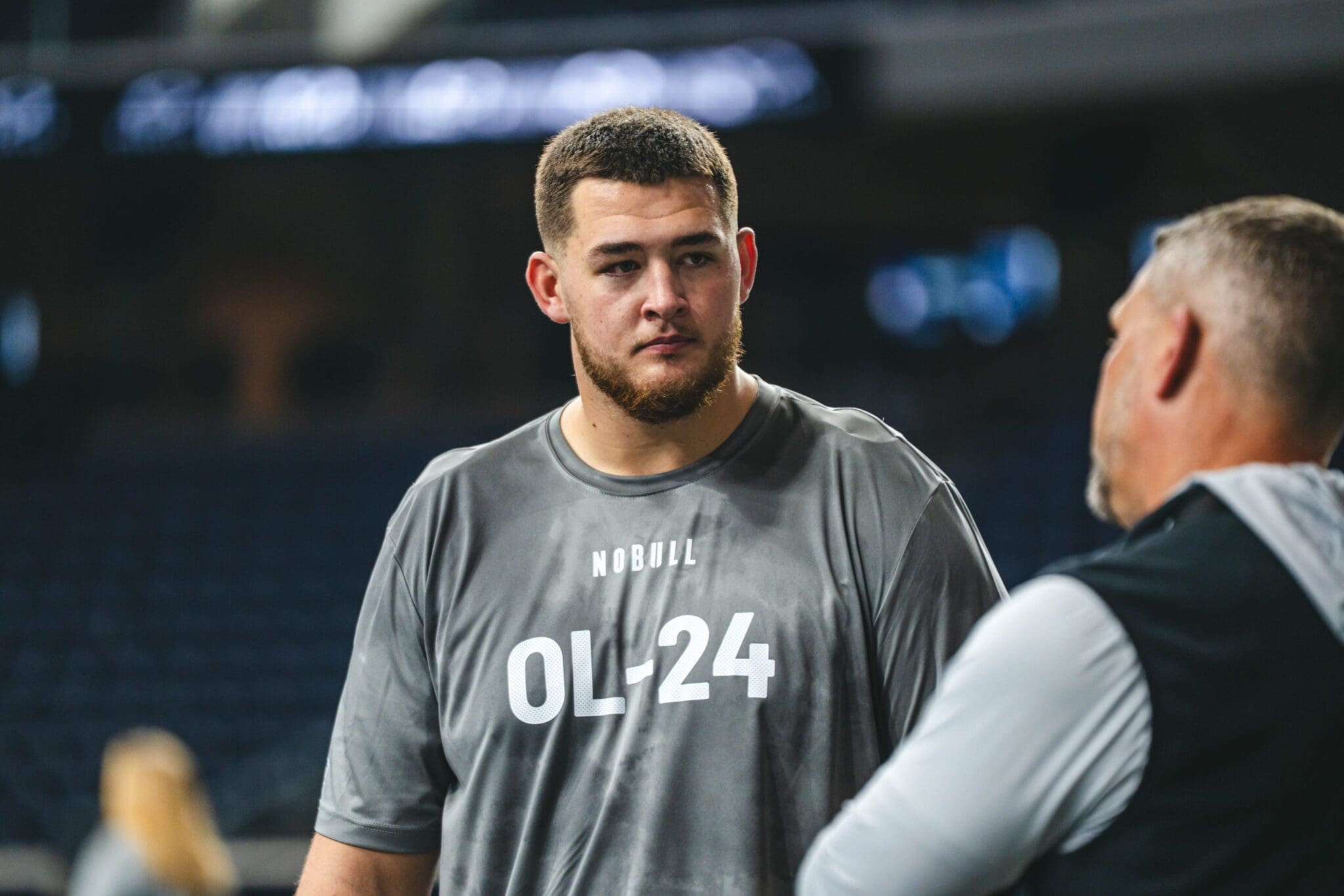 Former WVU OL Wyatt Milum at Big 12 Pro Day