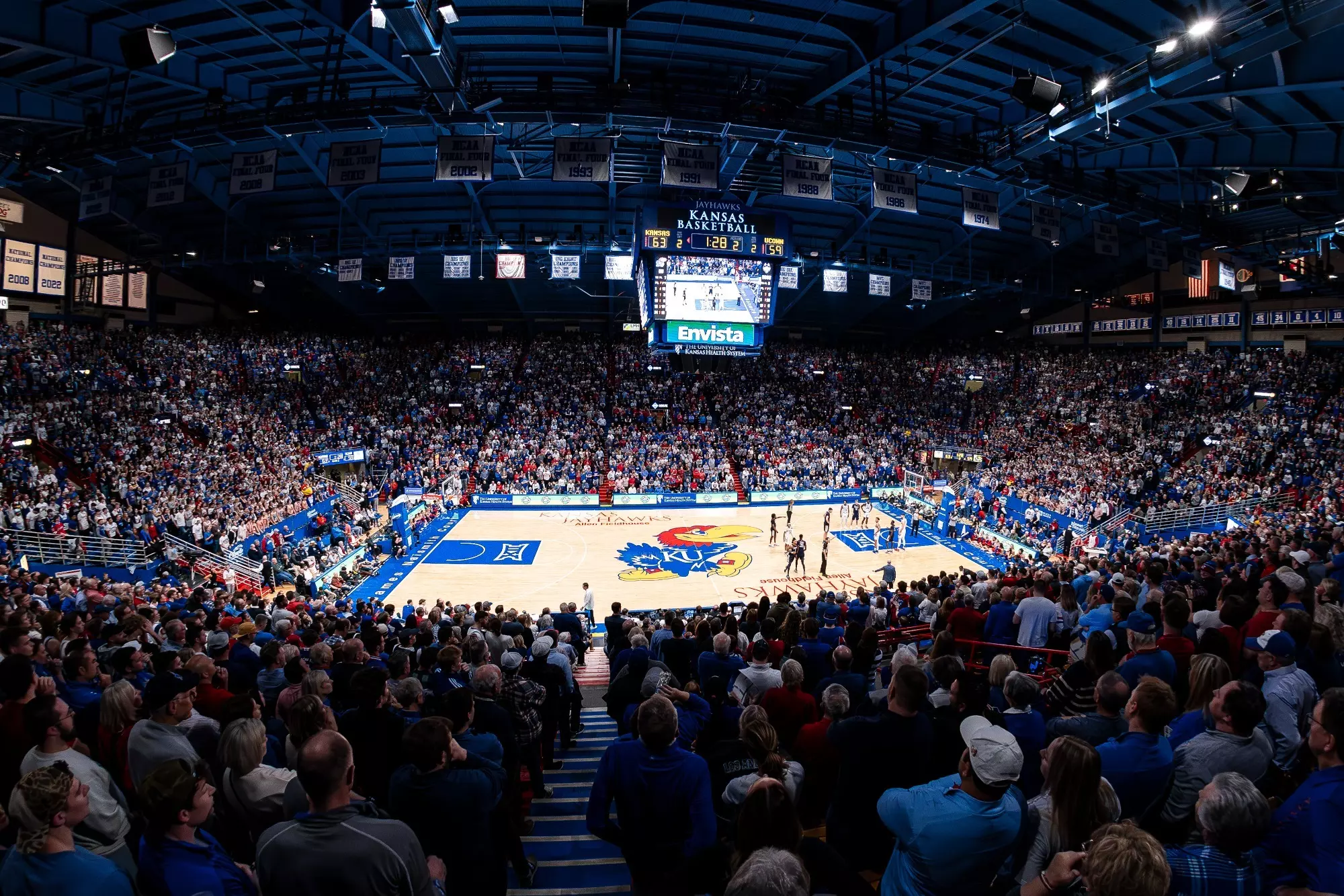 WVU Basketball at Allen Fieldhouse in Kansas