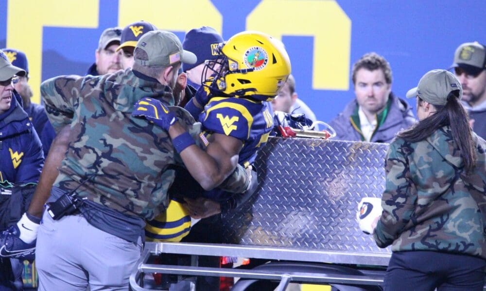 WVU Football Traylon Ray carted off